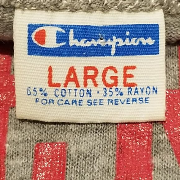 Vintage Champion Ohio State Tee Shirt L 70s Gray 65 35 Rayon Blend Blue Bar Tee - Picture 2 of 11